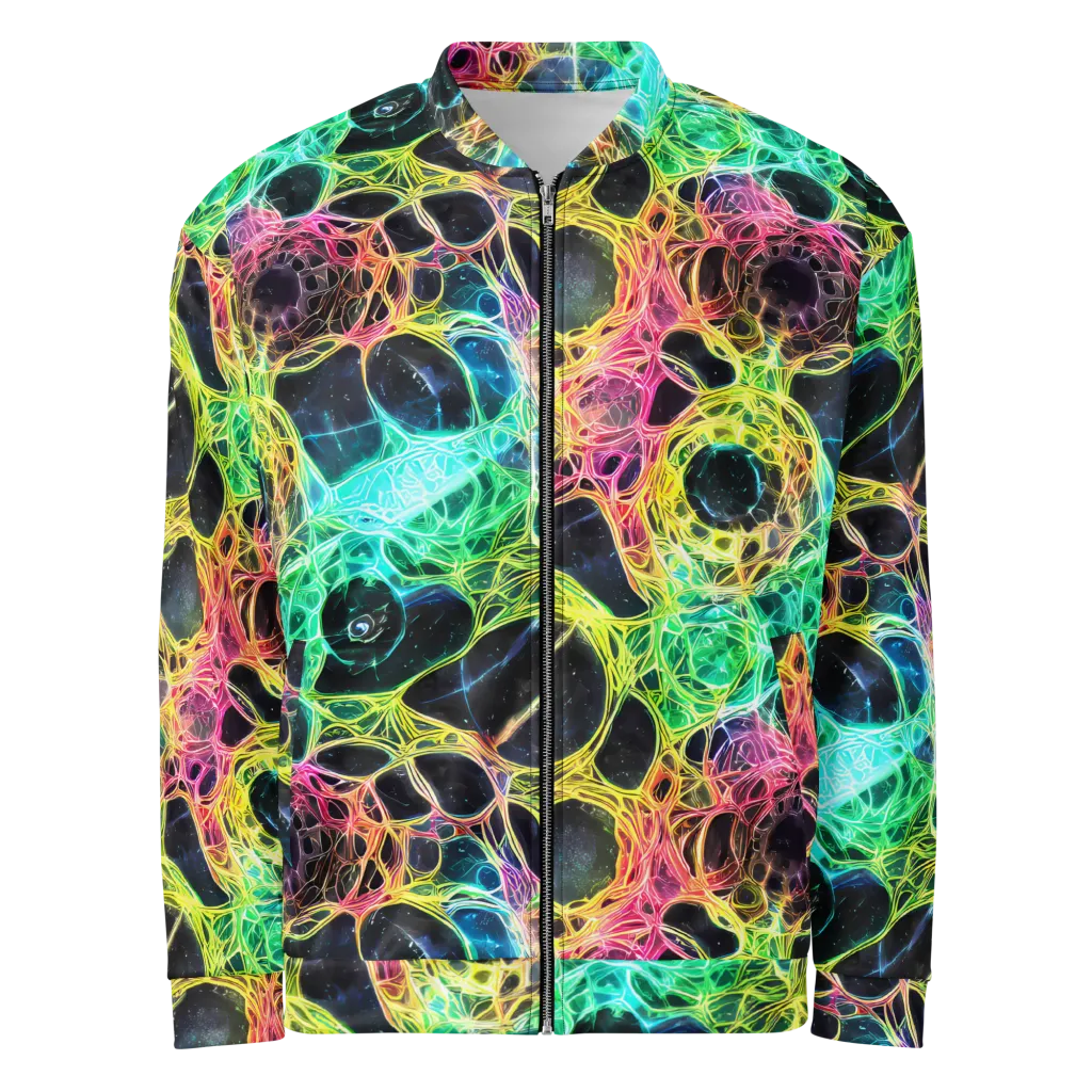 Neon Celestial Web on Bomber Jacket — Front