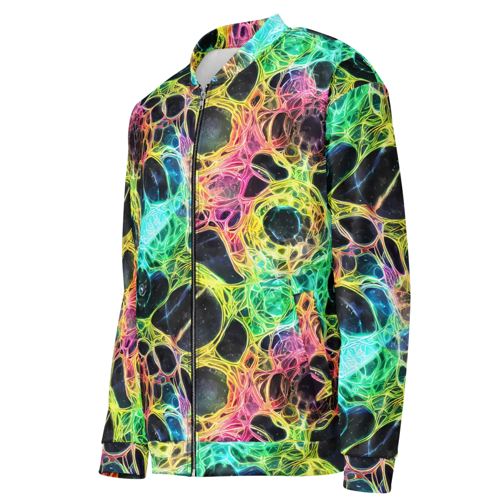 Neon Celestial Web on Bomber Jacket — Left Front