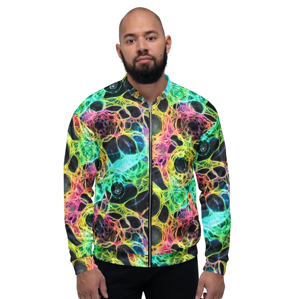 Neon Celestial Web on Bomber Jacket — Front