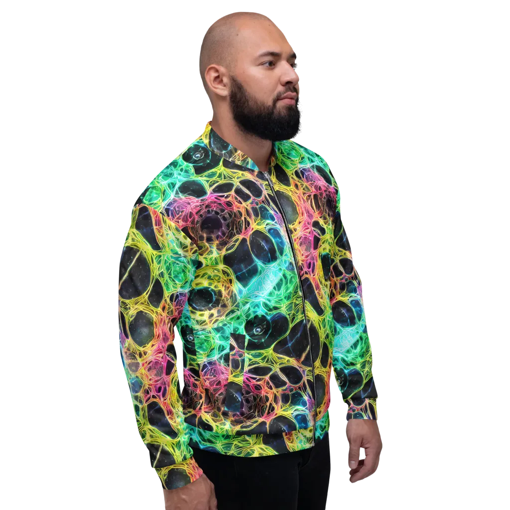 Neon Celestial Web on Bomber Jacket — Right