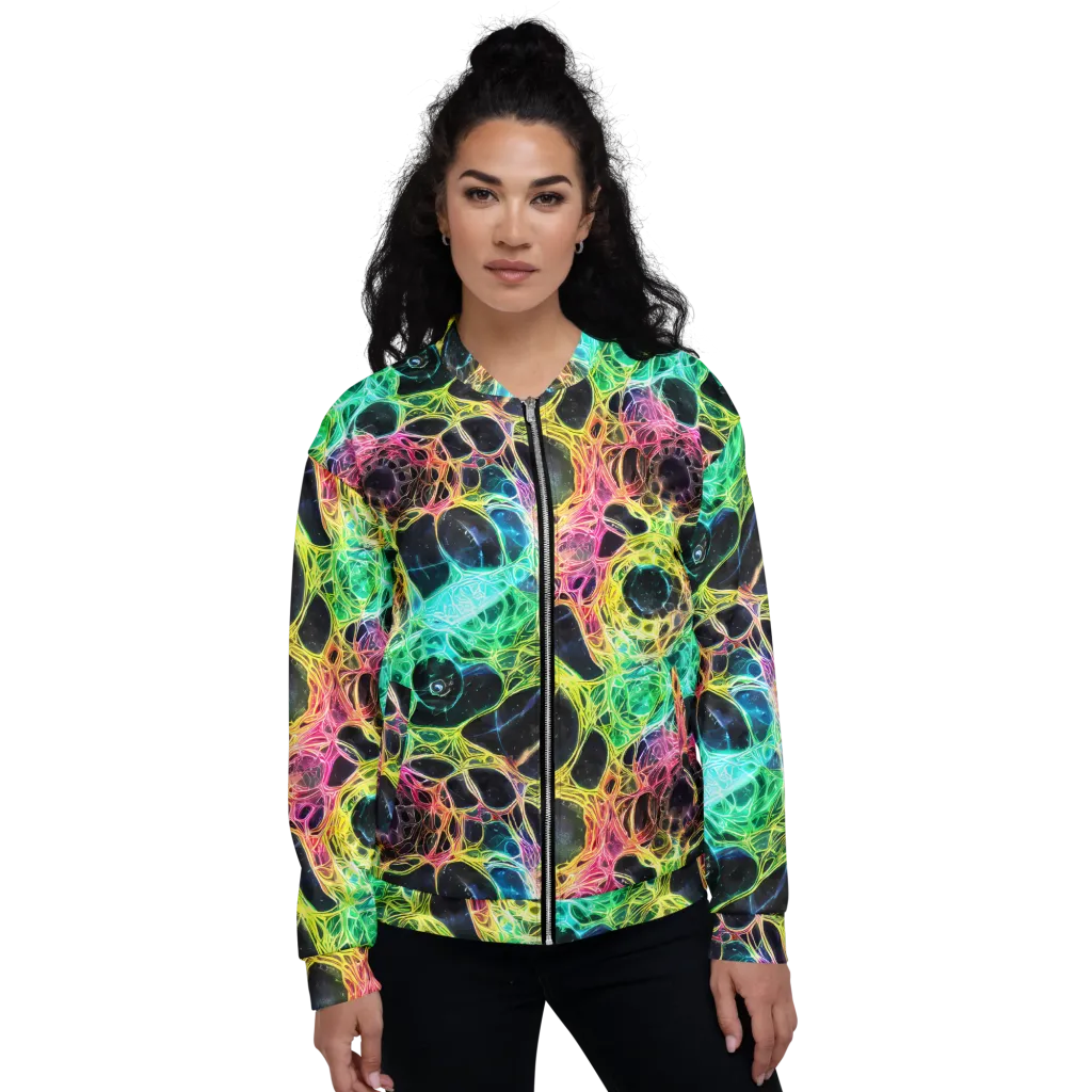 Neon Celestial Web on Bomber Jacket — Front