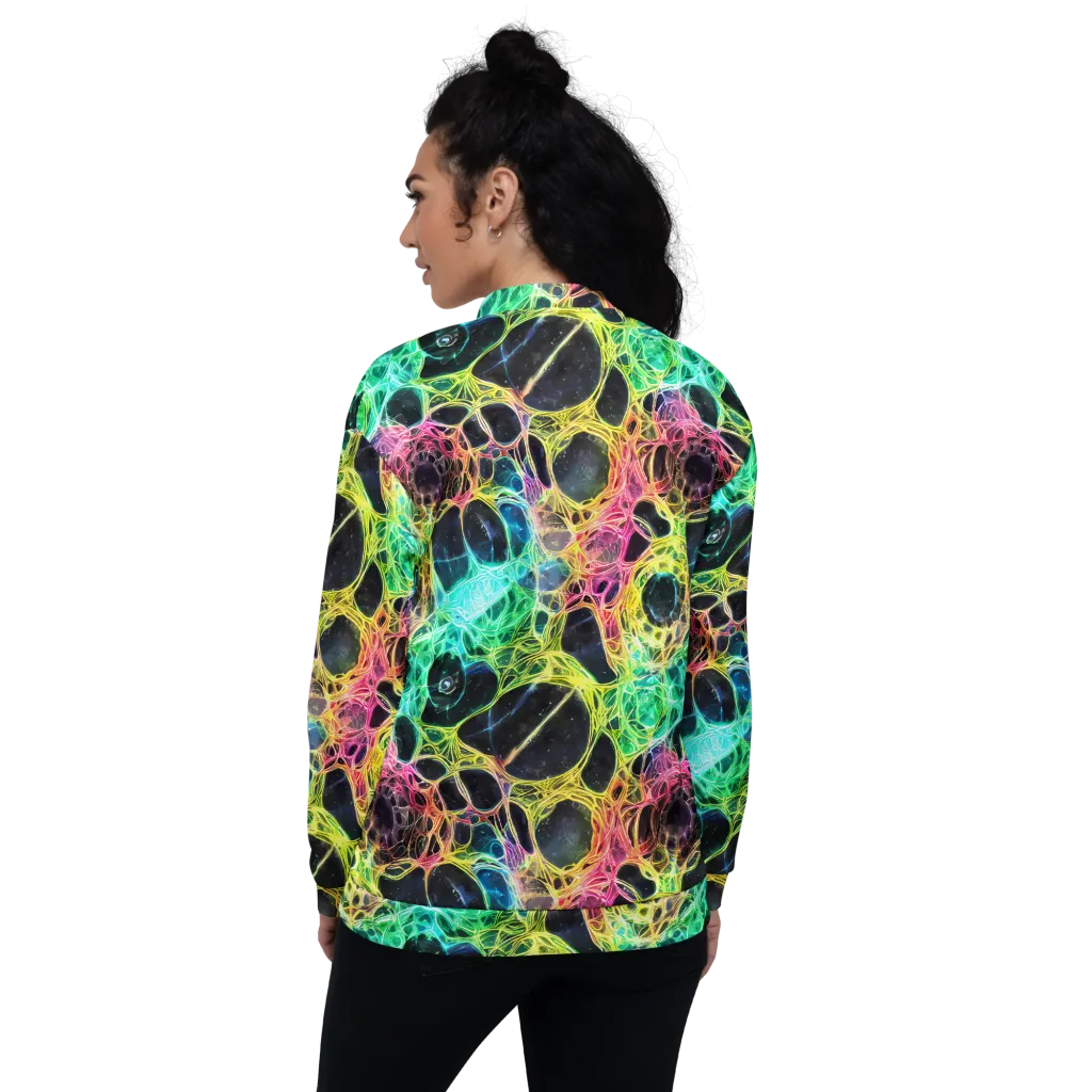 Neon Celestial Web on Bomber Jacket — Back