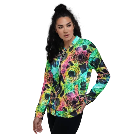 Neon Celestial Web on a Bomber Jacket