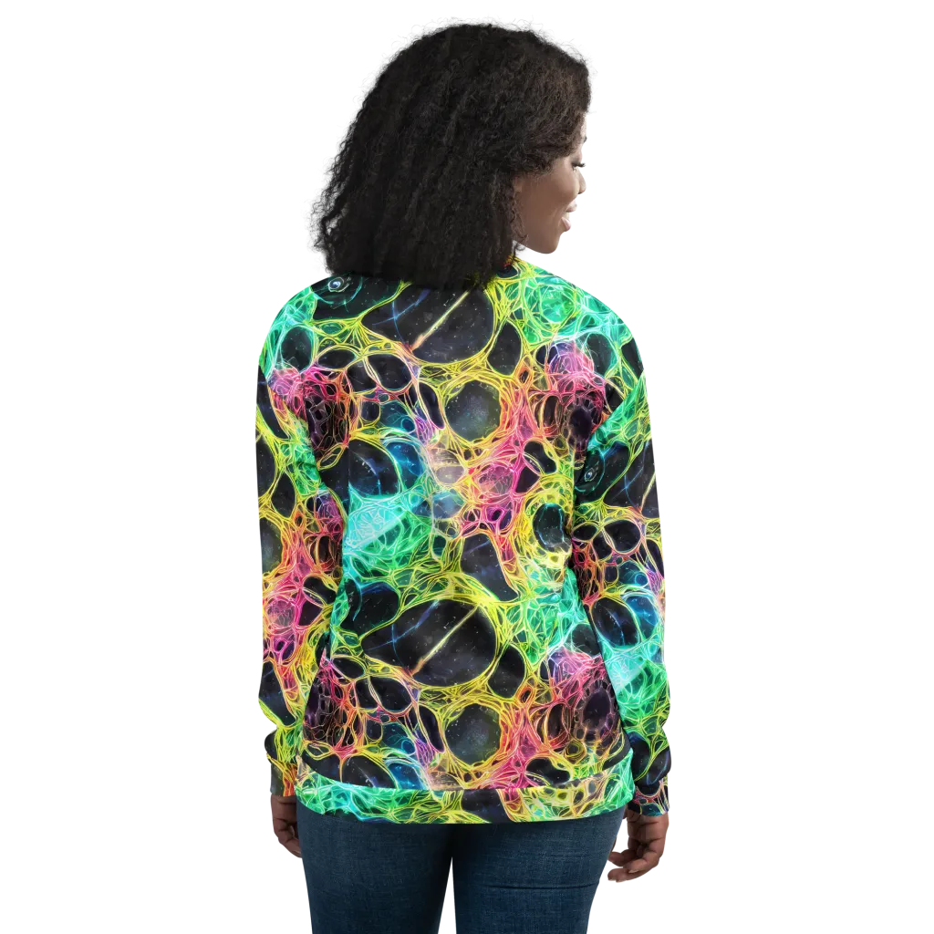 Neon Celestial Web on Bomber Jacket — Back
