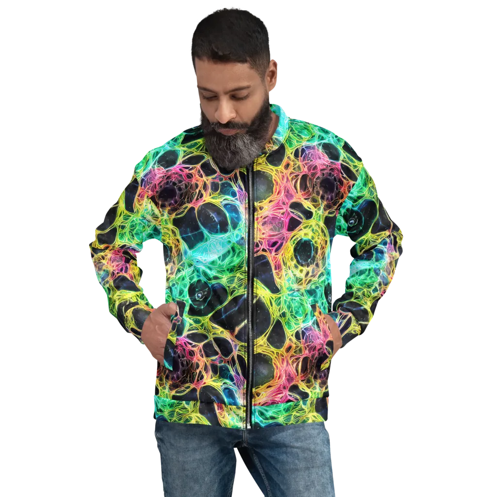 Neon Celestial Web on Bomber Jacket — Front