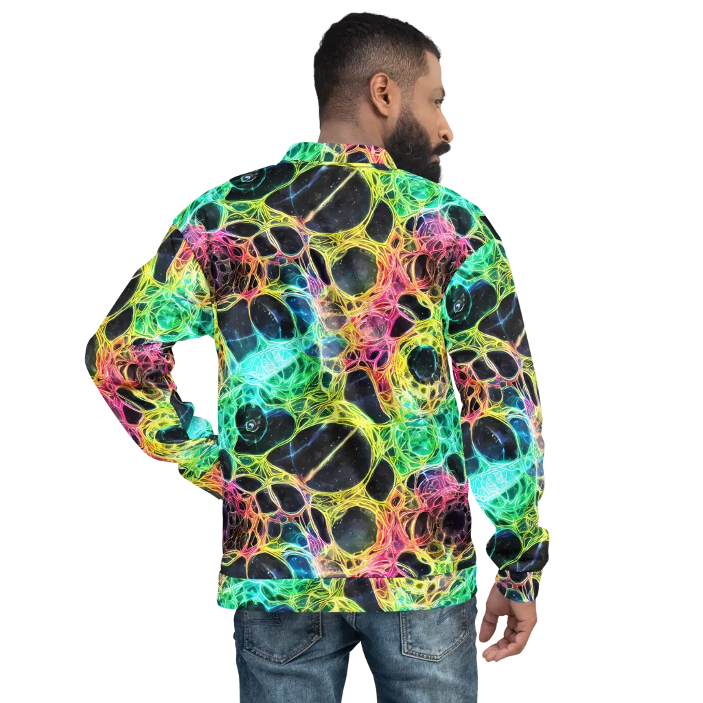 Neon Celestial Web on Bomber Jacket — Back