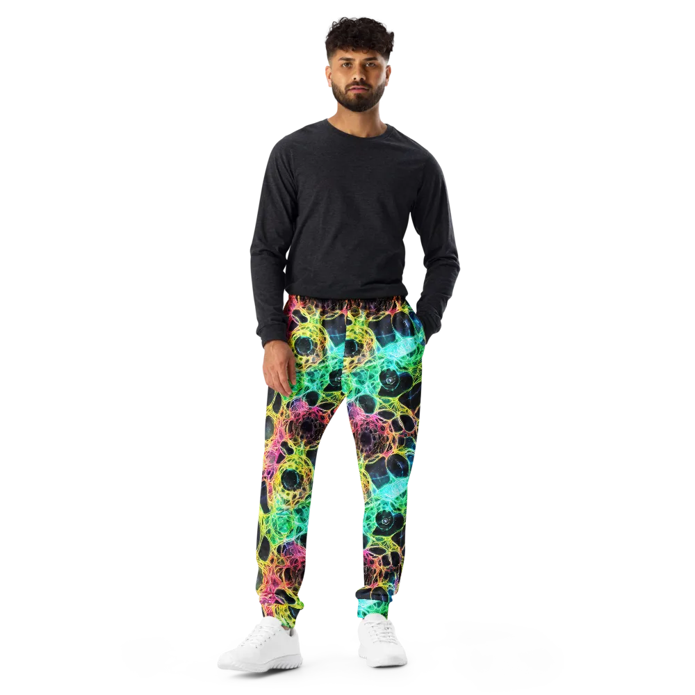 Neon Celestial Web on Men's Joggers — Front