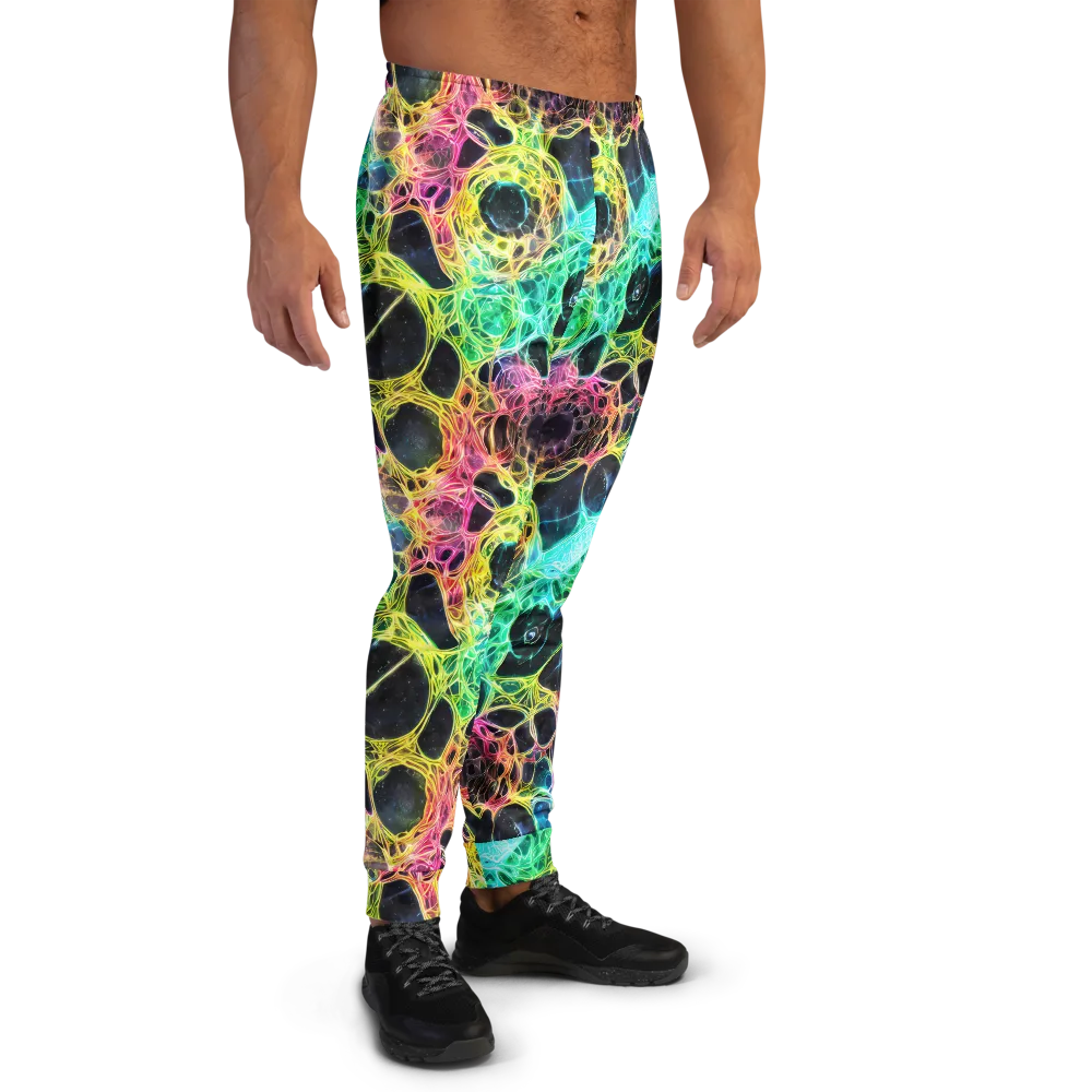 Neon Celestial Web on Men's Joggers — Right