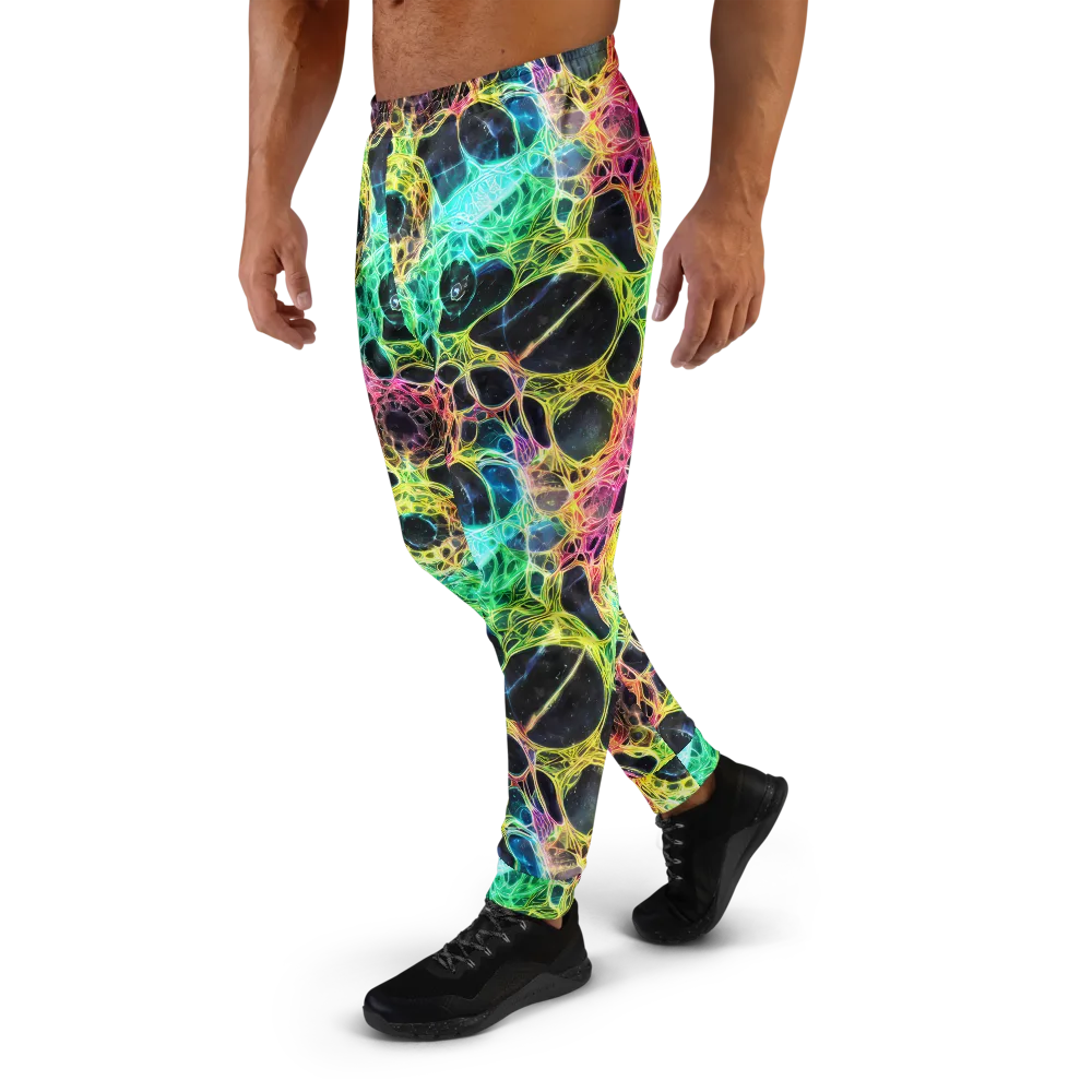 Neon Celestial Web on Men's Joggers — Left