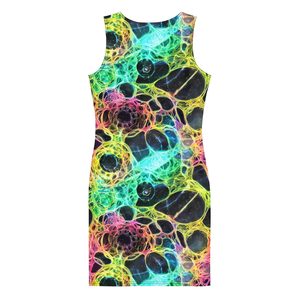 Neon Celestial Web on Bodycon Dress — Back