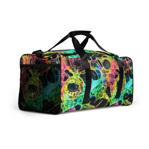 Neon Celestial Web on a Duffle Bag