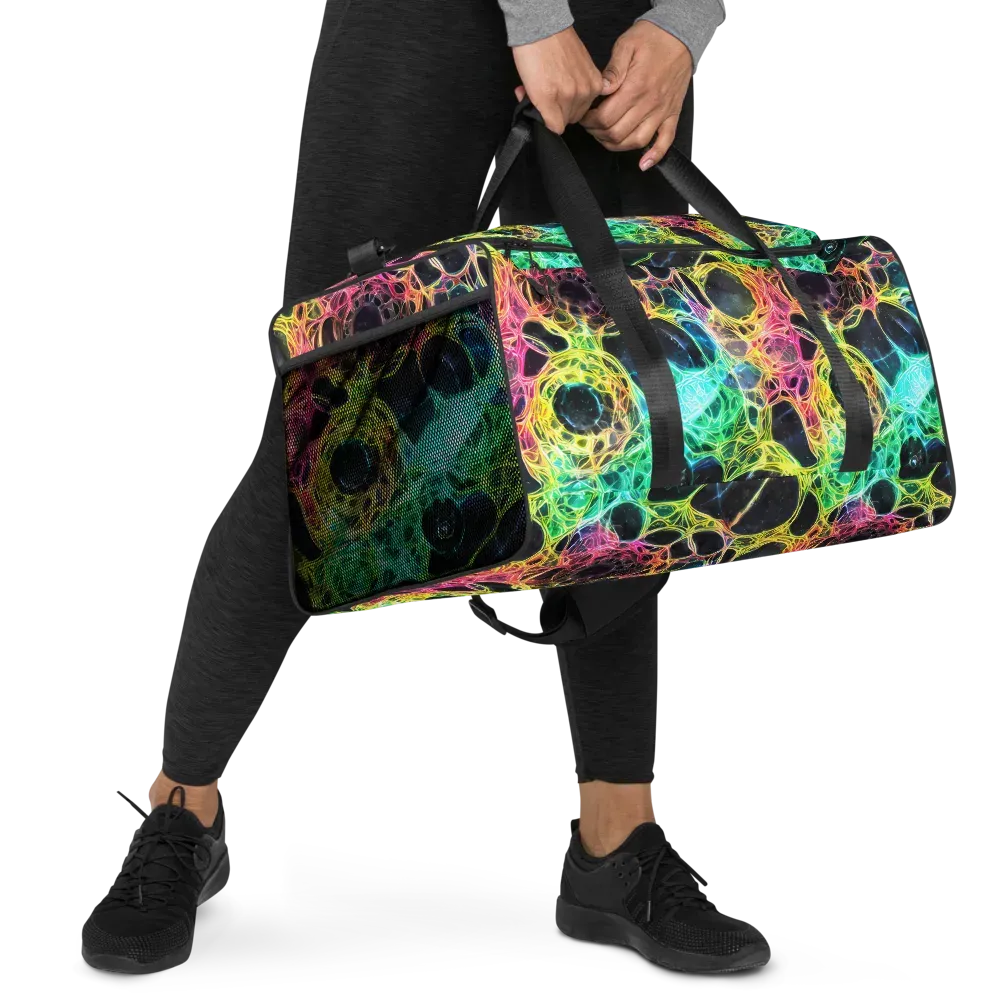 Neon Celestial Web on Duffle Bag — Right Front
