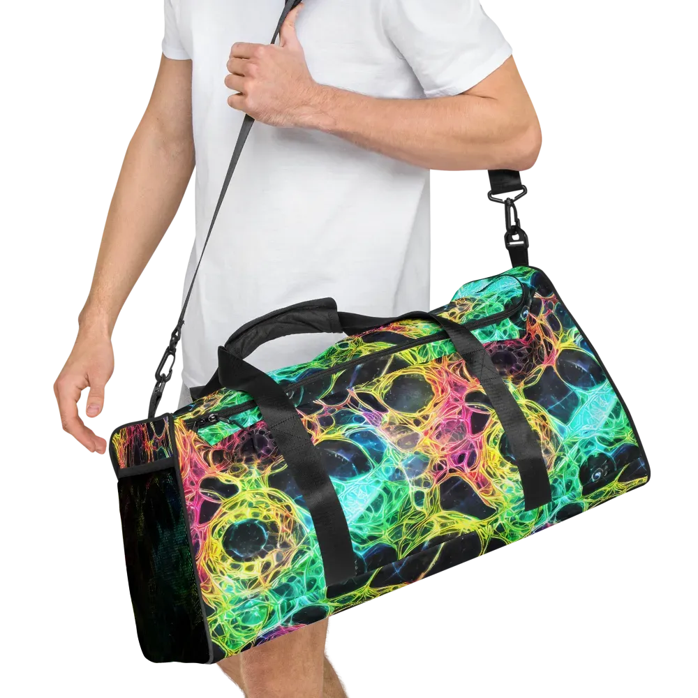 Neon Celestial Web on Duffle Bag — Right Front