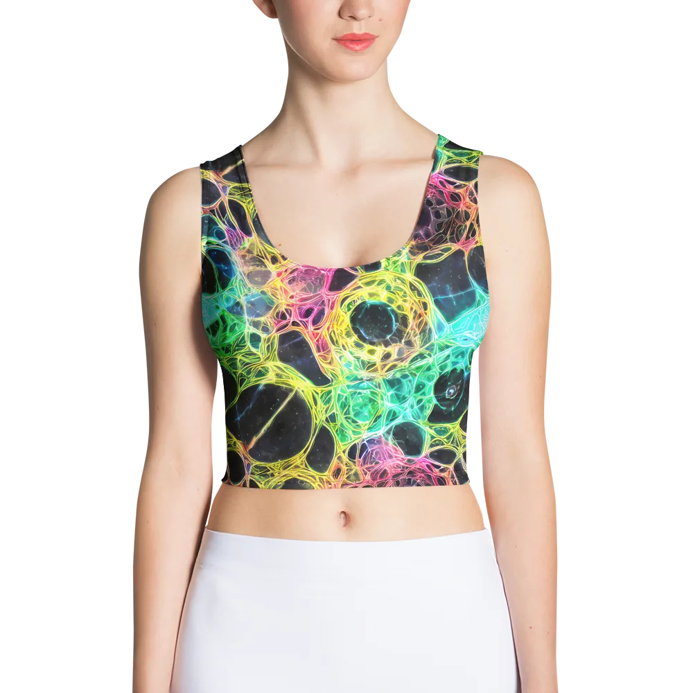 Neon Celestial Web on Crop Top — Front