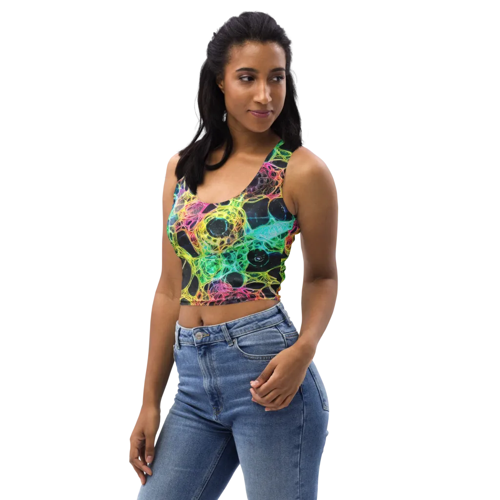 Neon Celestial Web on Crop Top — Left Front