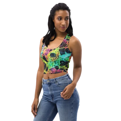 Neon Celestial Web on a Crop Top