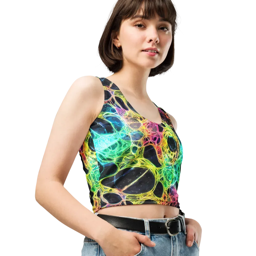 Neon Celestial Web on Crop Top — Right Front