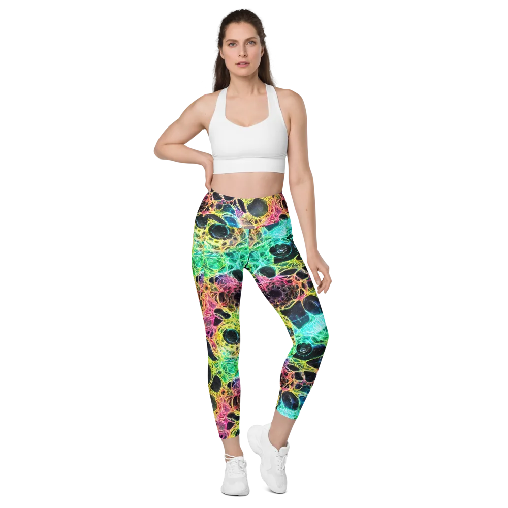 Neon Celestial Web on Leggings with Pockets — Front