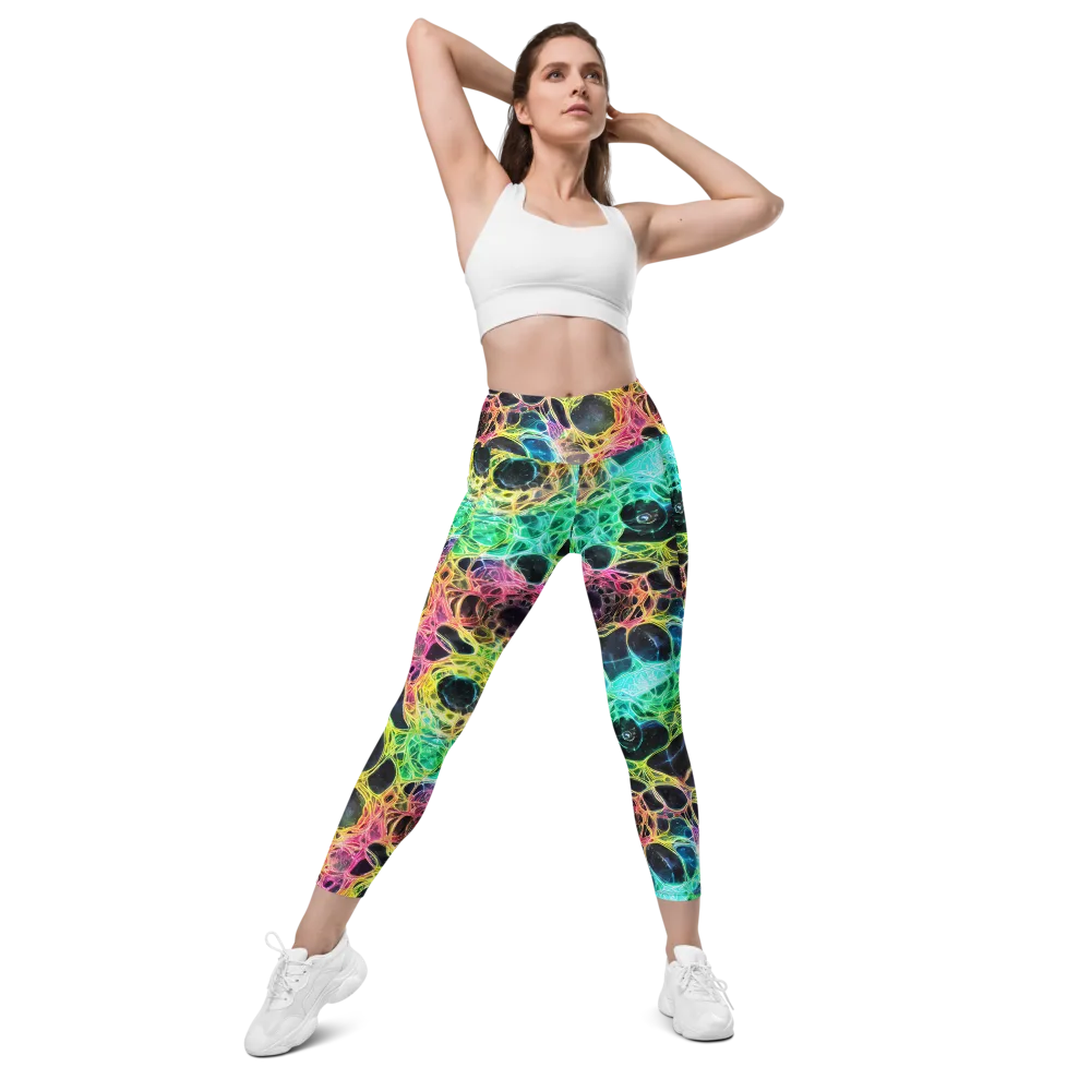 Neon Celestial Web on Leggings with Pockets — Front