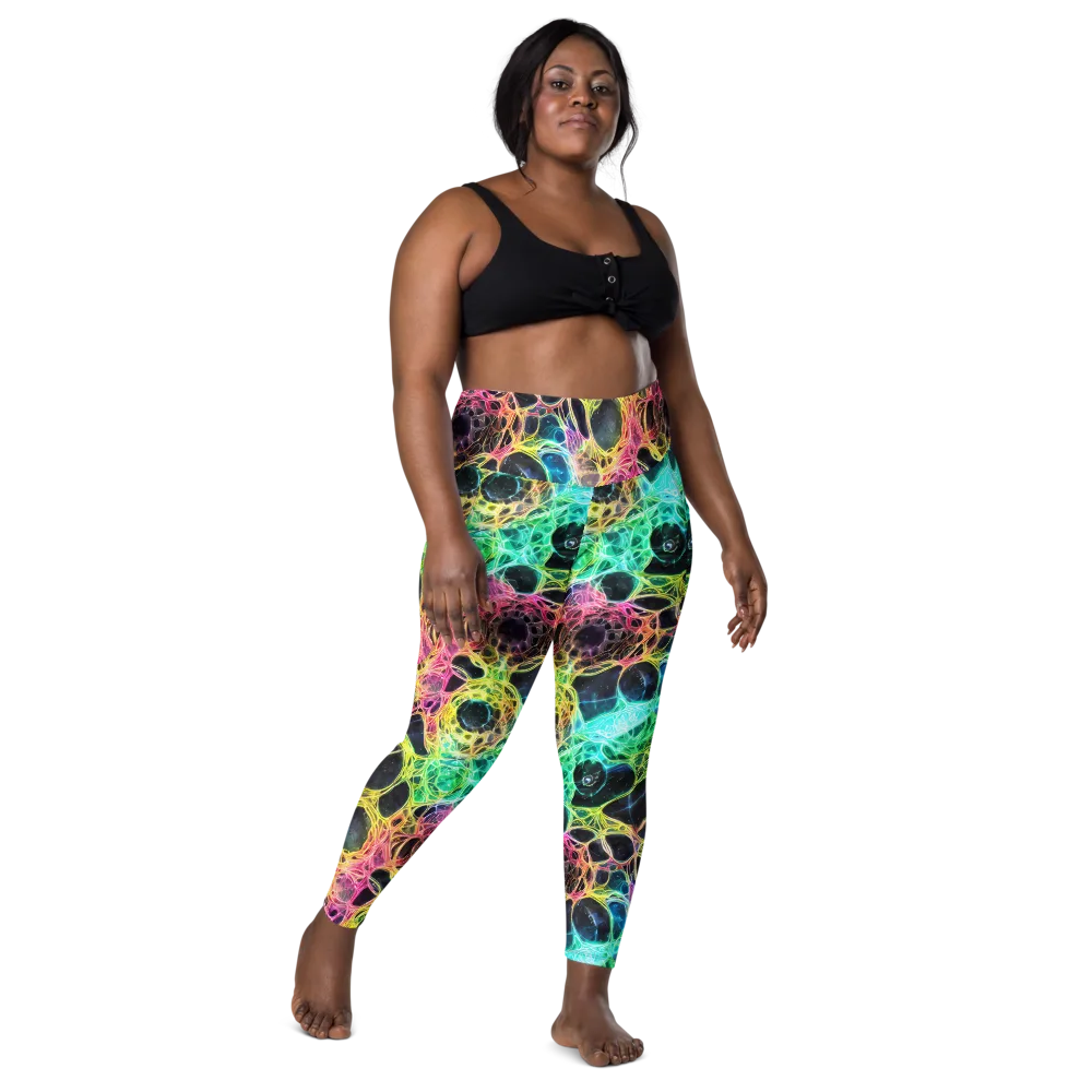 Neon Celestial Web on Leggings with Pockets — Front