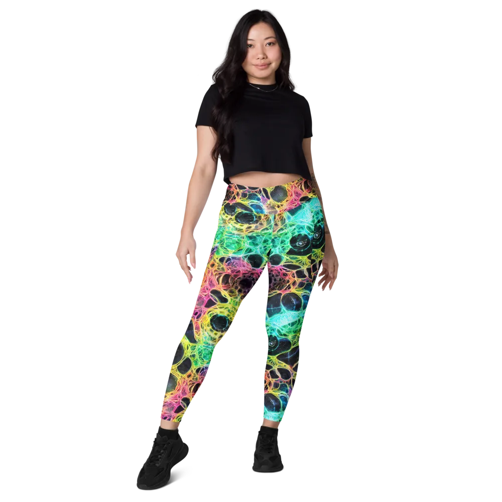 Neon Celestial Web on Leggings with Pockets — Front