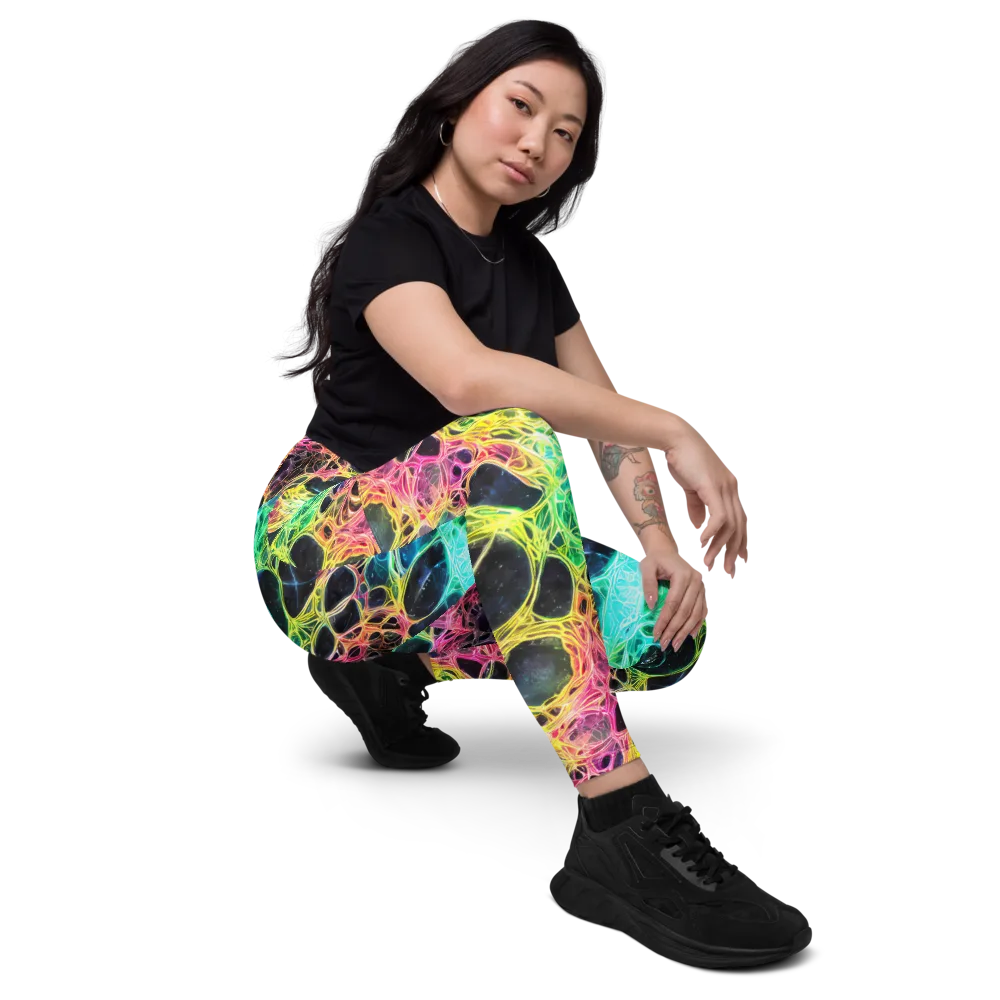 Neon Celestial Web on Leggings with Pockets — Right Front