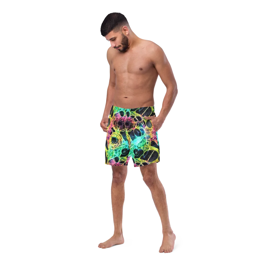 Neon Celestial Web on Swim Trunks — Left Front