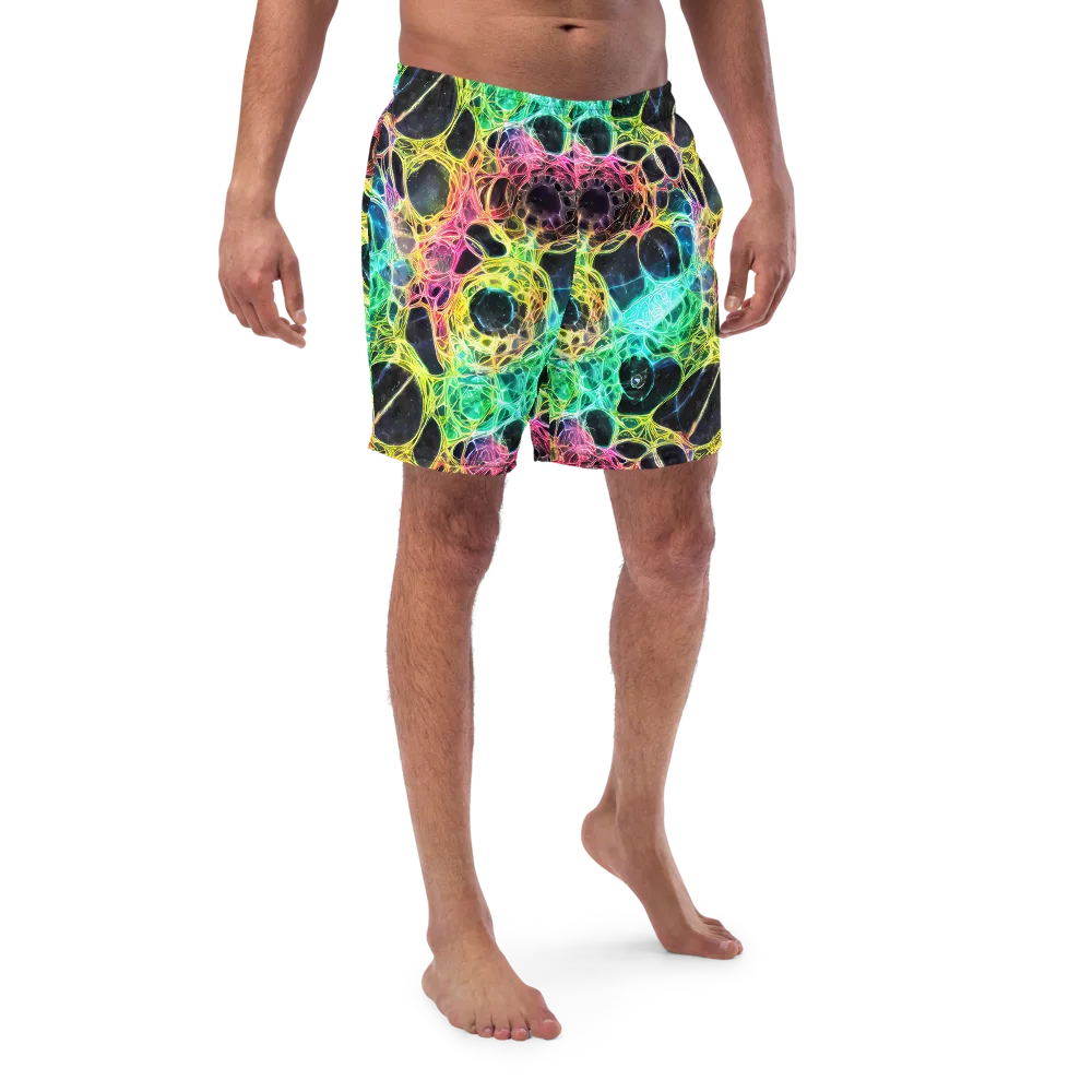 Neon Celestial Web on Swim Trunks — Front