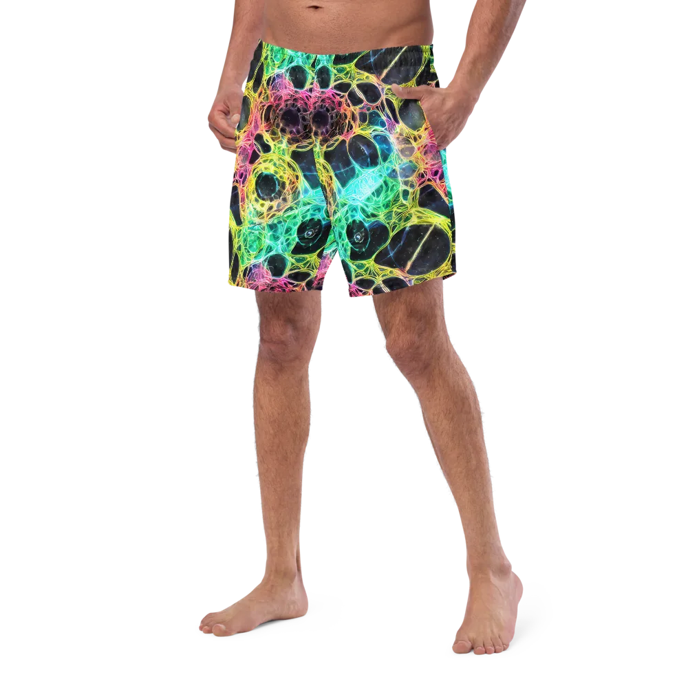 Neon Celestial Web on Swim Trunks — Left Front