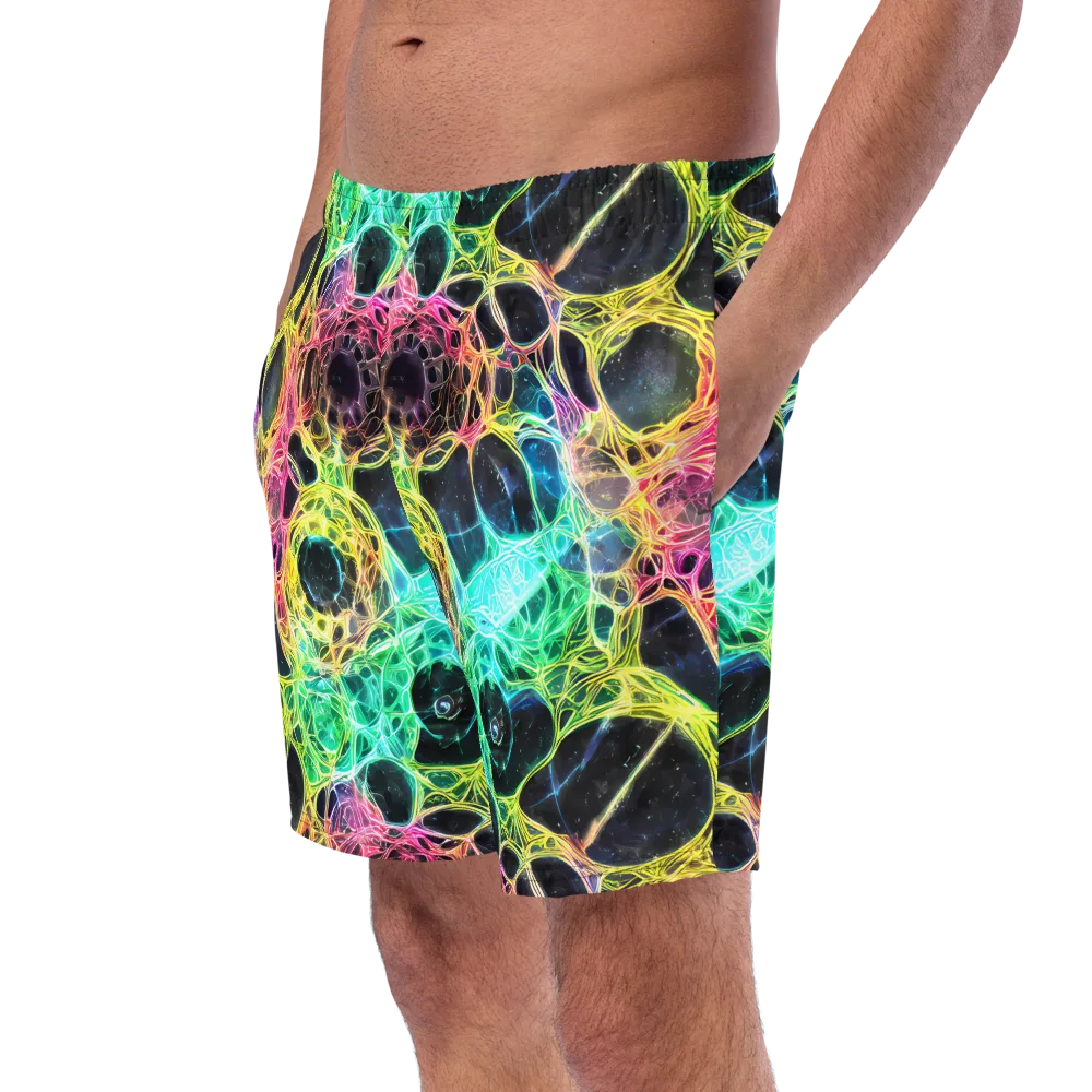 Neon Celestial Web on Swim Trunks — Left Front
