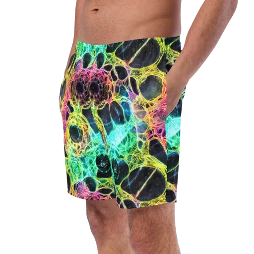 Neon Celestial Web on a Swim Trunks