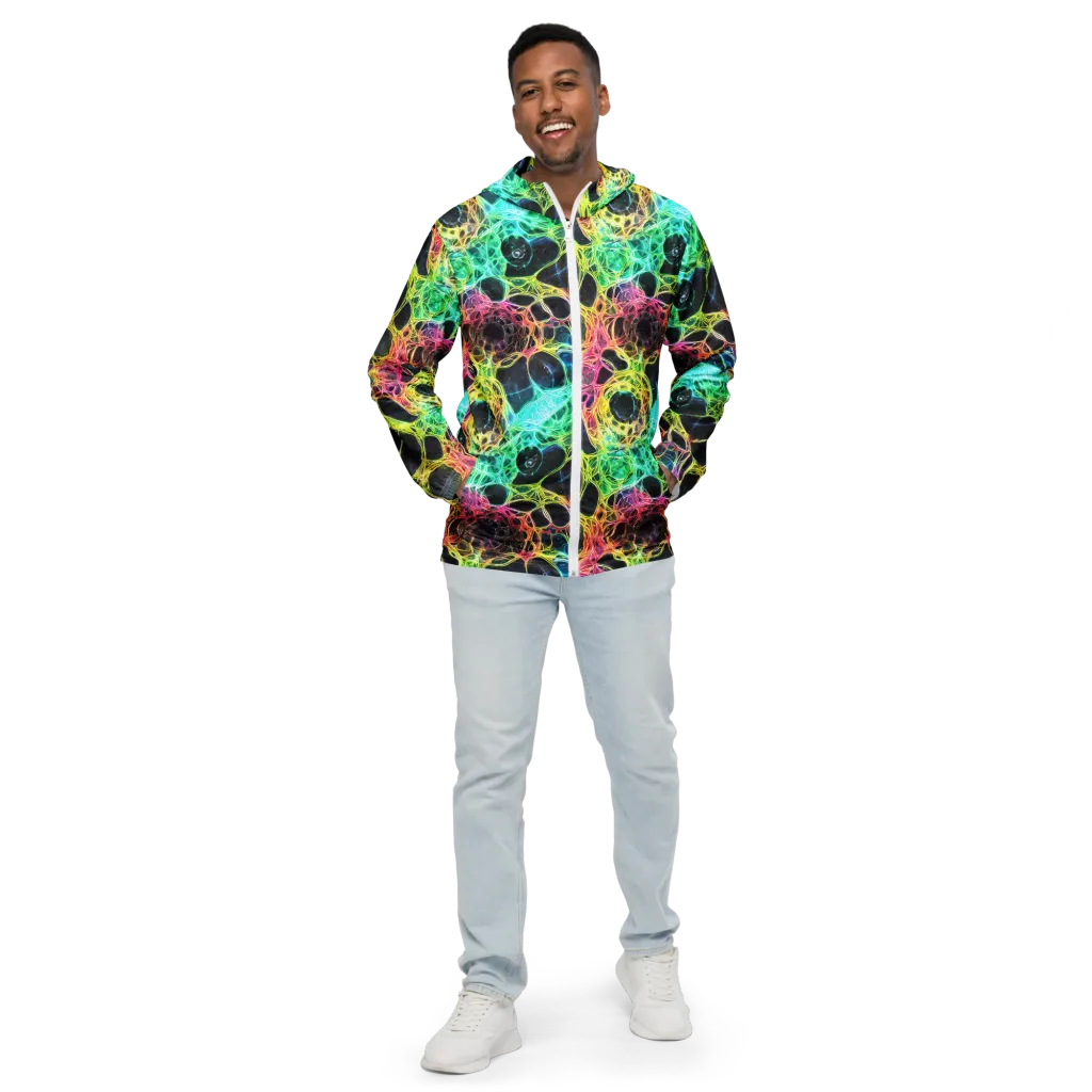 Neon Celestial Web on Men's Windbreaker — Front
