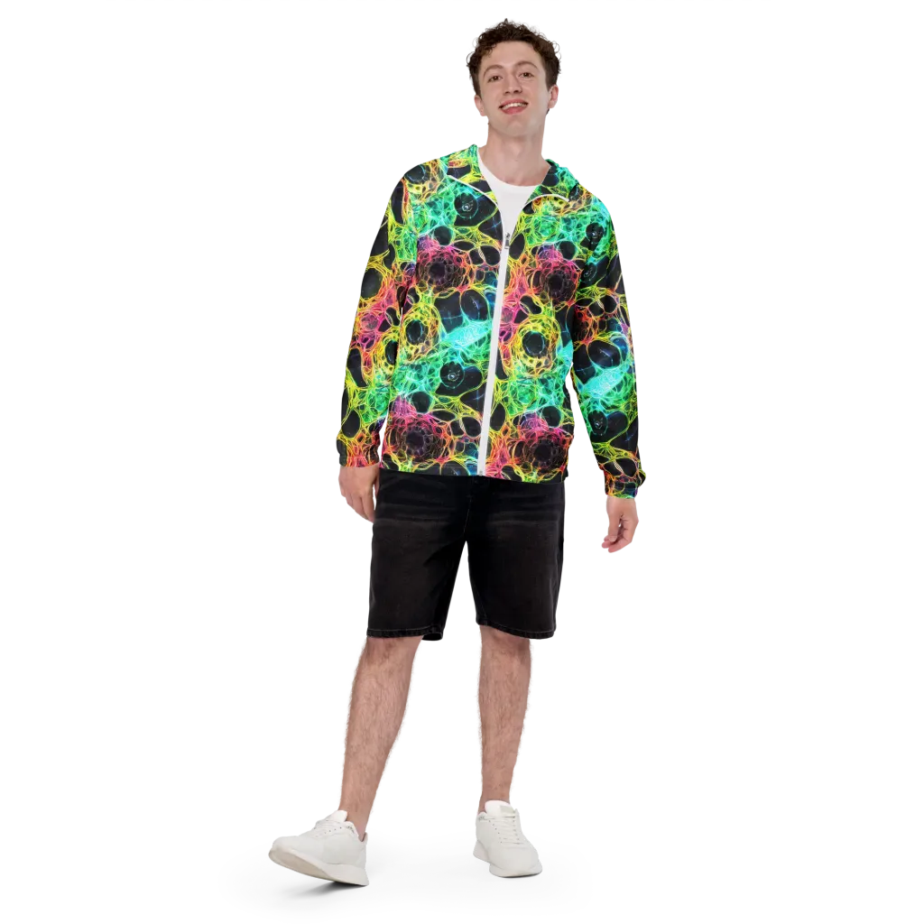 Neon Celestial Web on Men's Windbreaker — Front