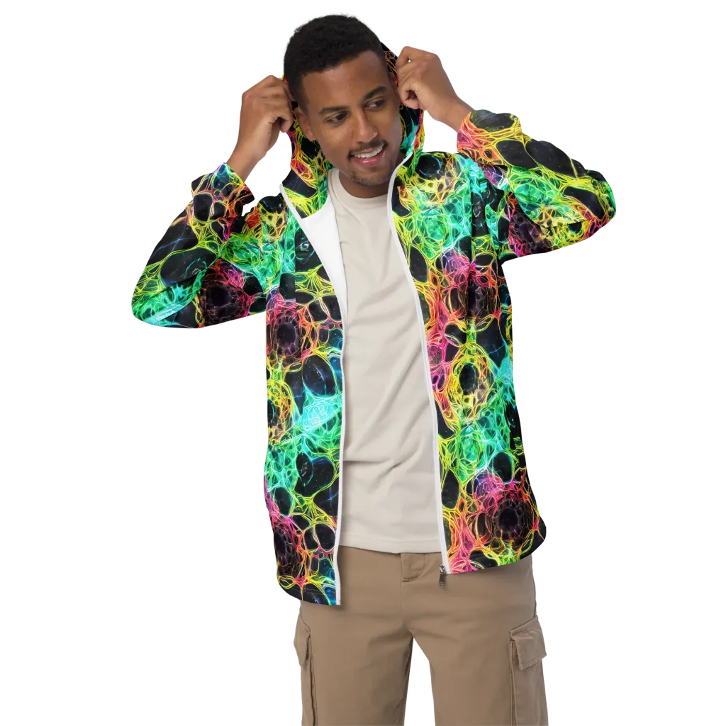Neon Celestial Web on Men's Windbreaker — Front