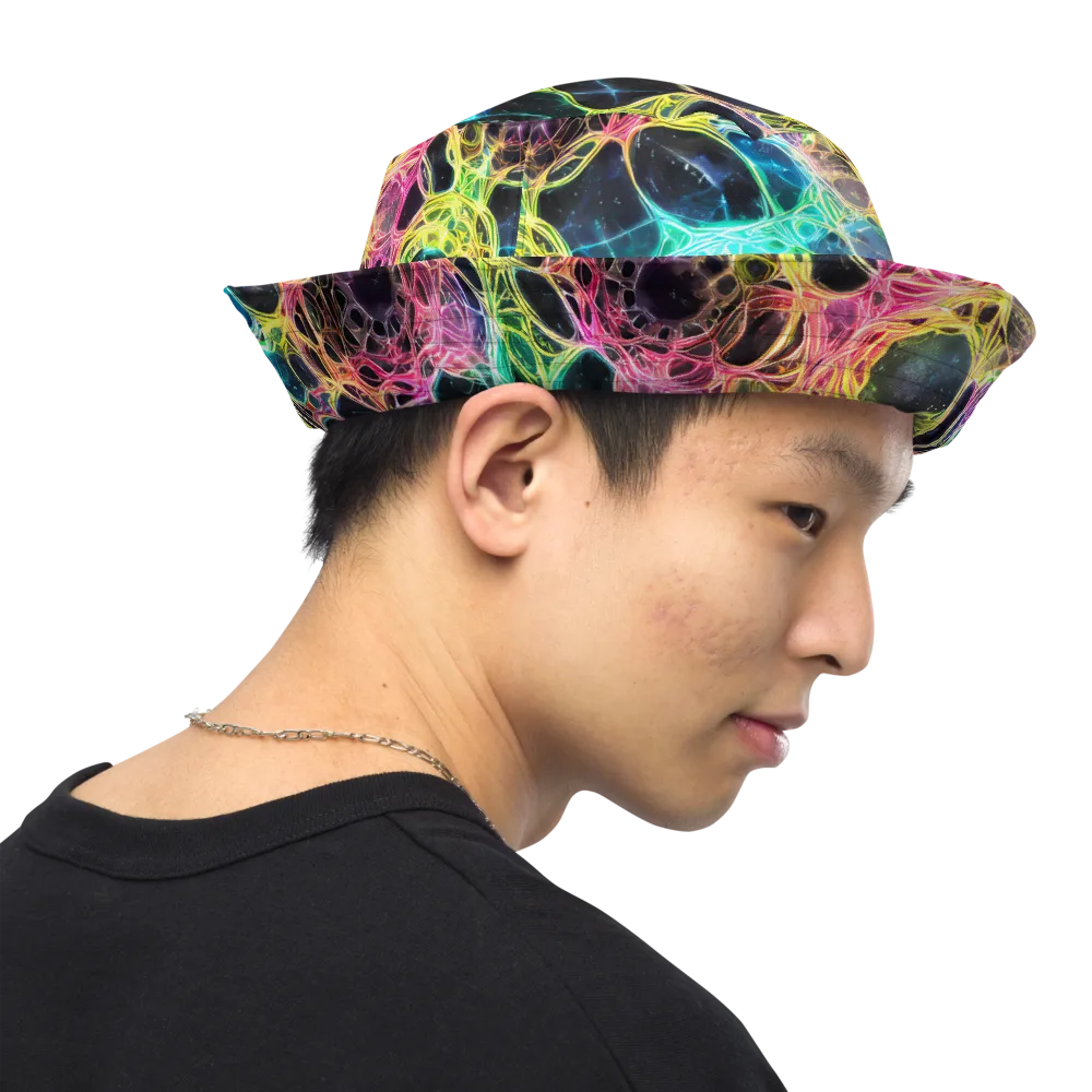 Neon Celestial Web on Reversible Bucket Hat — Right Outside