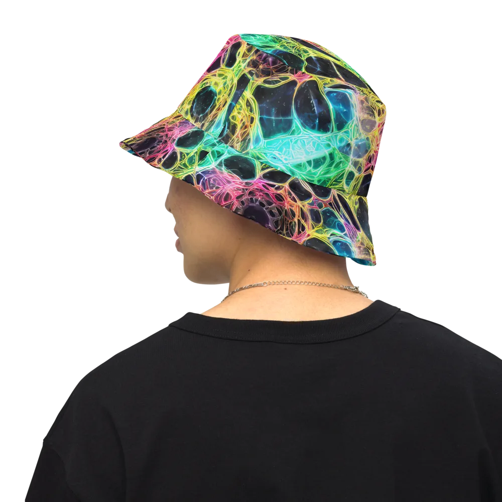 Neon Celestial Web on Reversible Bucket Hat — Back Inside
