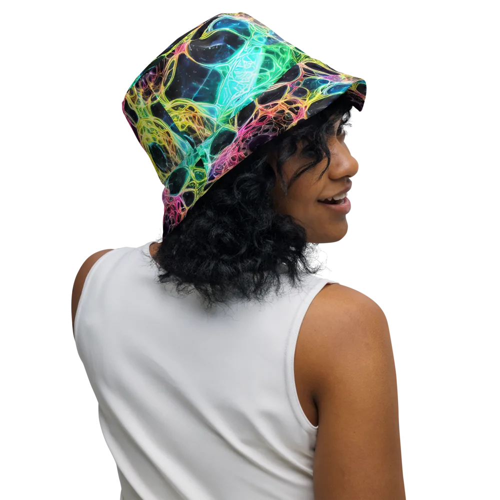 Neon Celestial Web on Reversible Bucket Hat — Right Outside