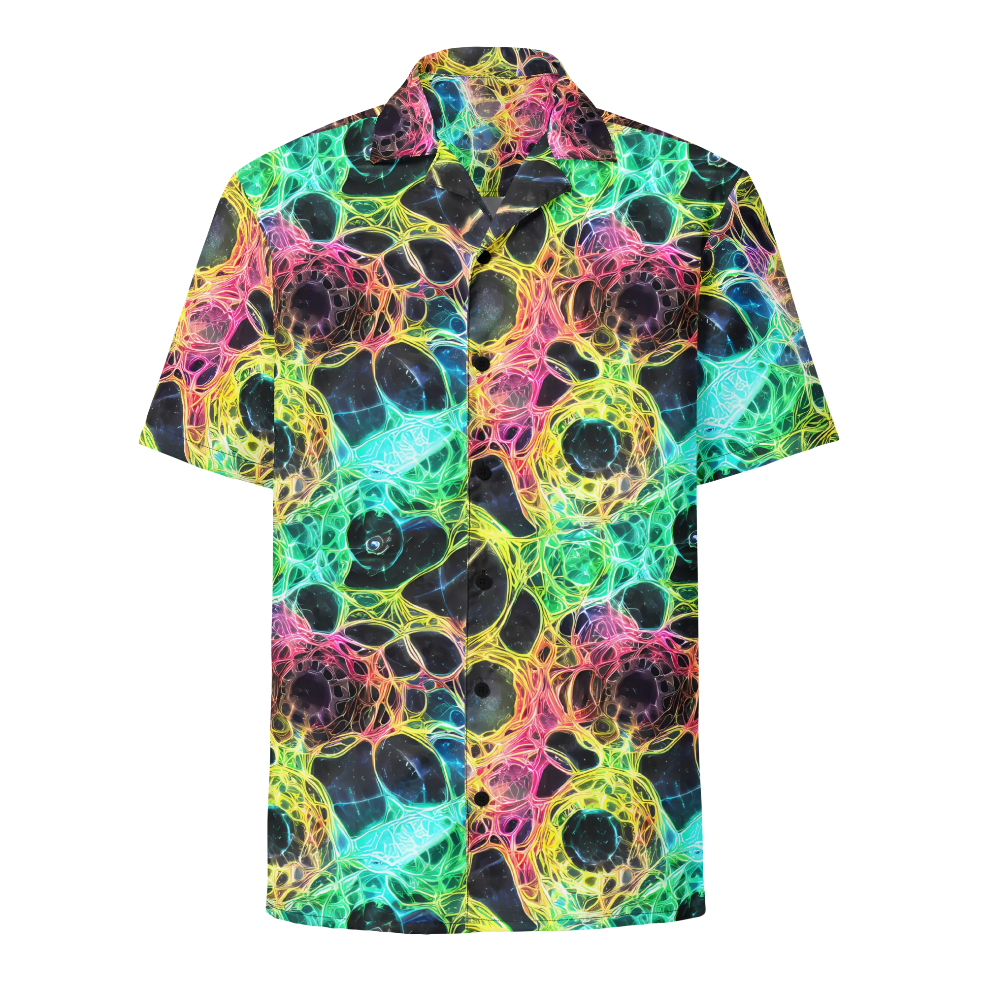 Neon Celestial Web on Button Shirt — Front