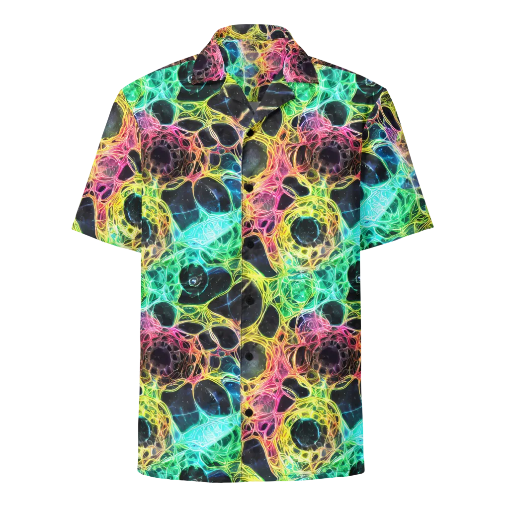 Neon Celestial Web on Button Shirt — Front