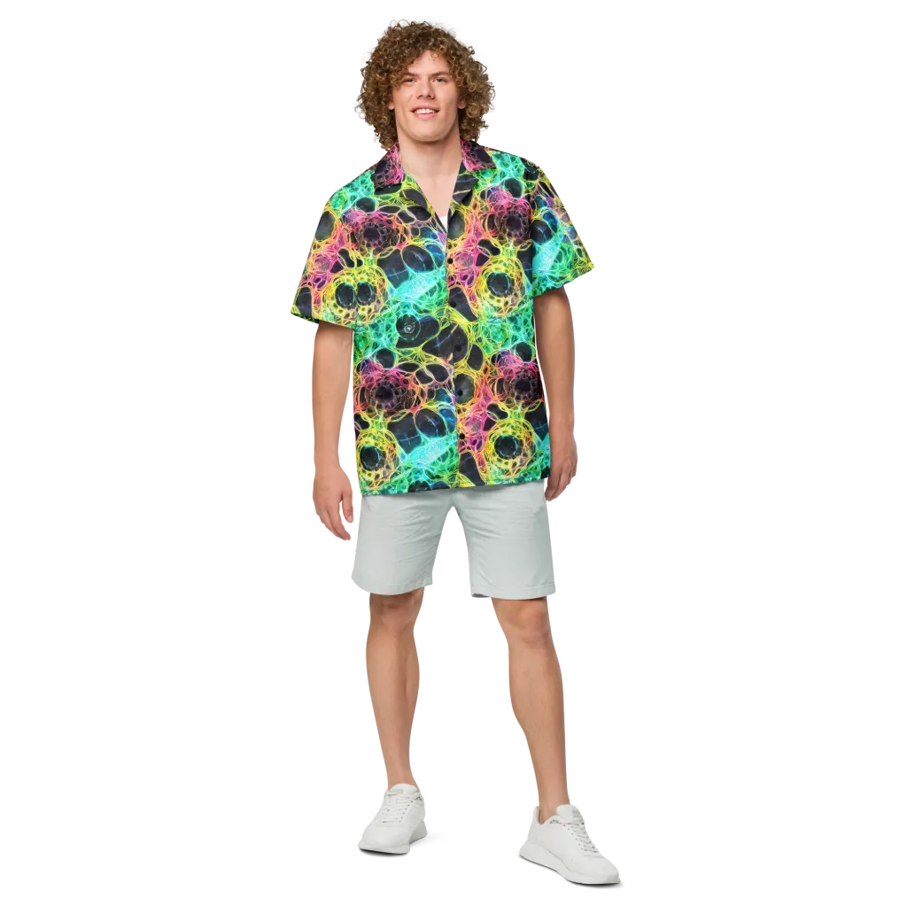Neon Celestial Web on Button Shirt — Front