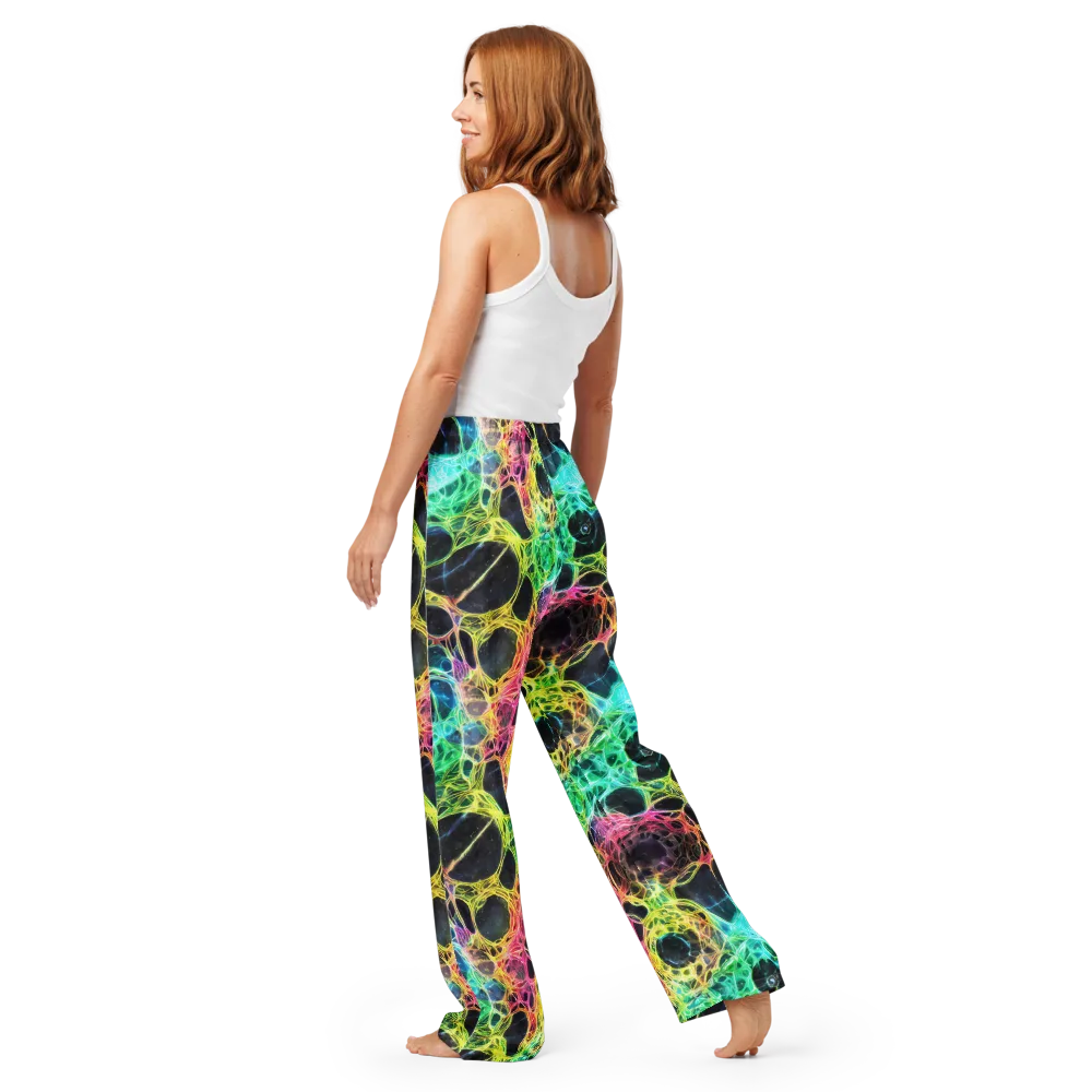 Neon Celestial Web on Women's Pajama Pants — Back