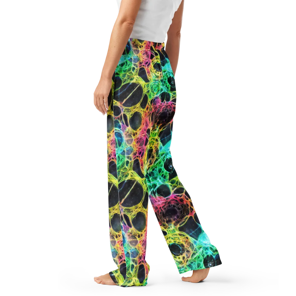 Neon Celestial Web on Women's Pajama Pants — Left