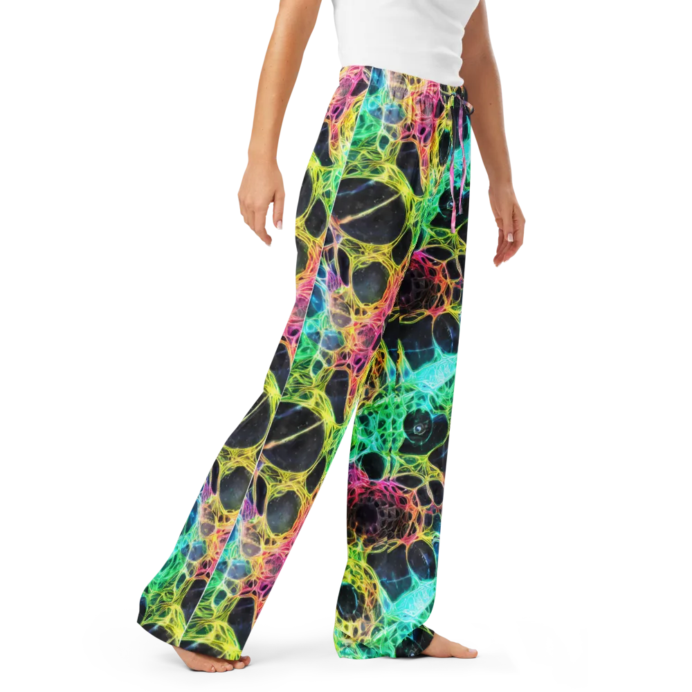 Neon Celestial Web on Women's Pajama Pants — Right Front