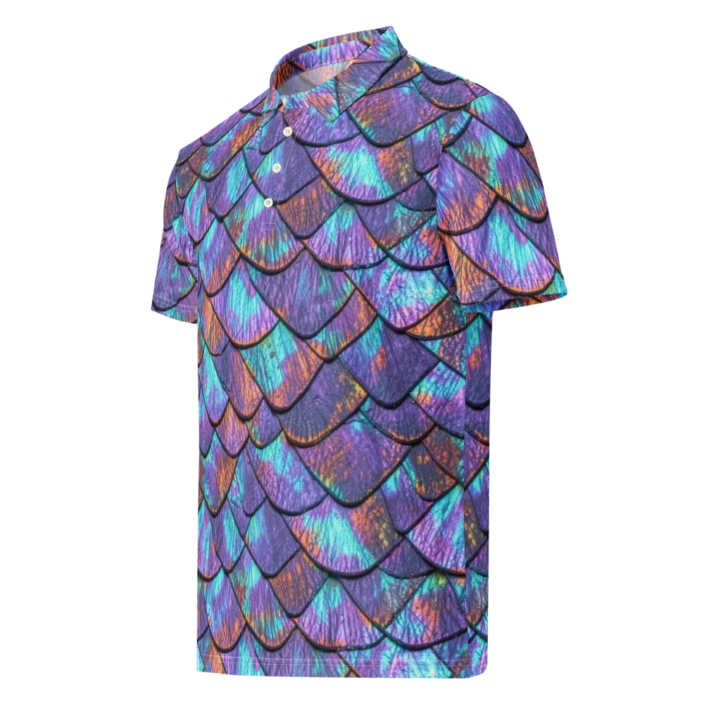 Aurora Scales on Men's Slim Fit Polo Shirt — Left Front
