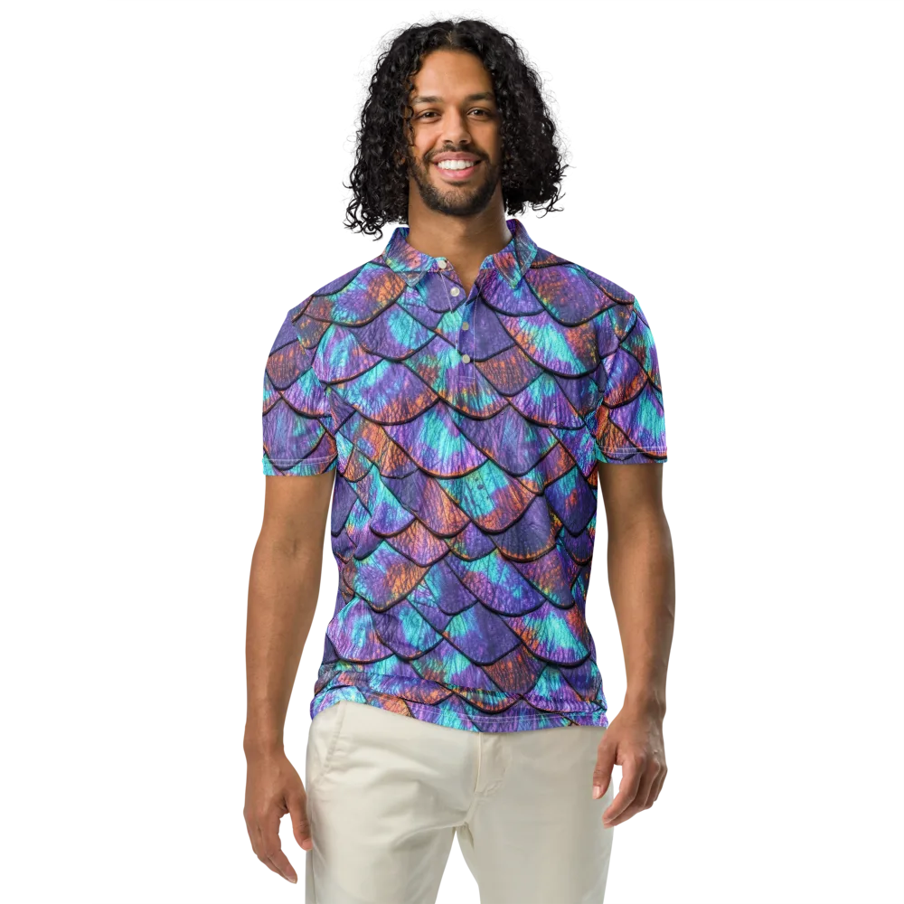 Aurora Scales on Men's Slim Fit Polo Shirt — Front
