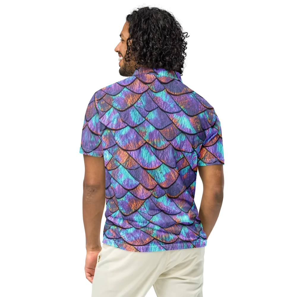 Aurora Scales on Men's Slim Fit Polo Shirt — Back