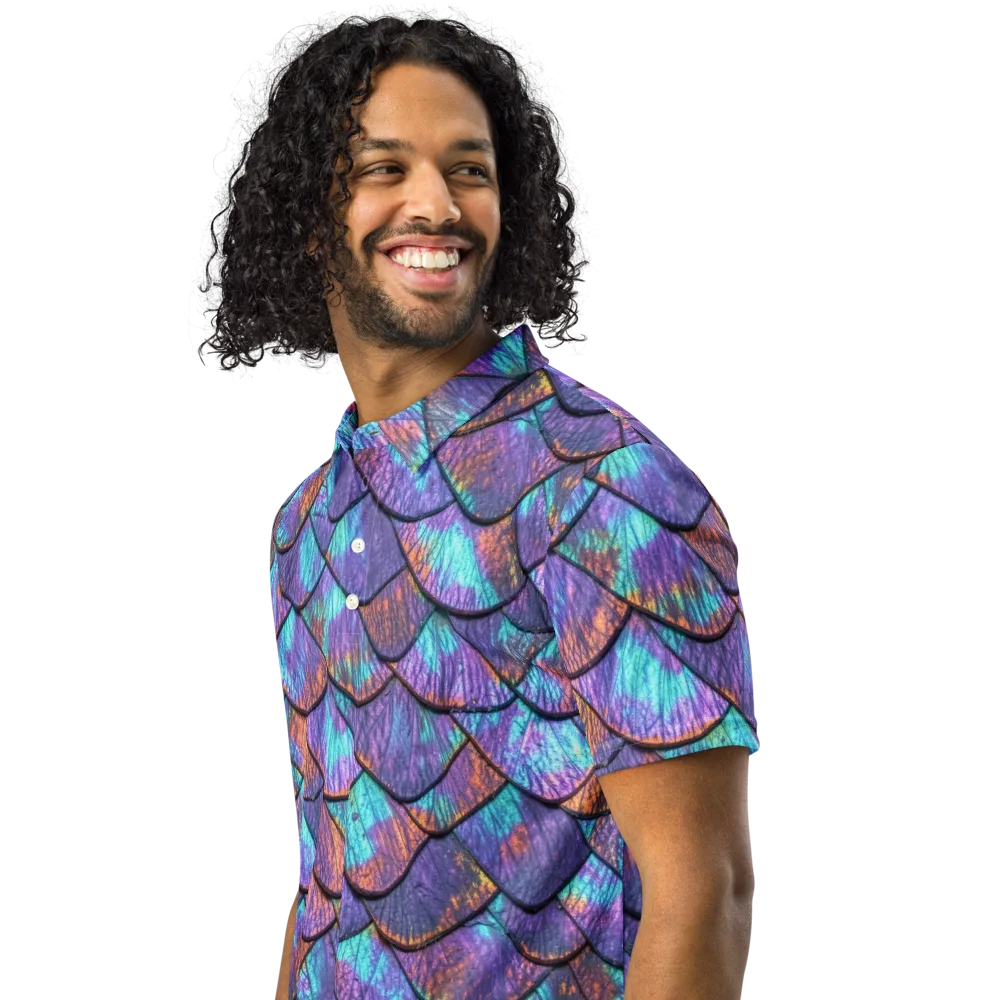 Aurora Scales on Men's Slim Fit Polo Shirt — Left Front