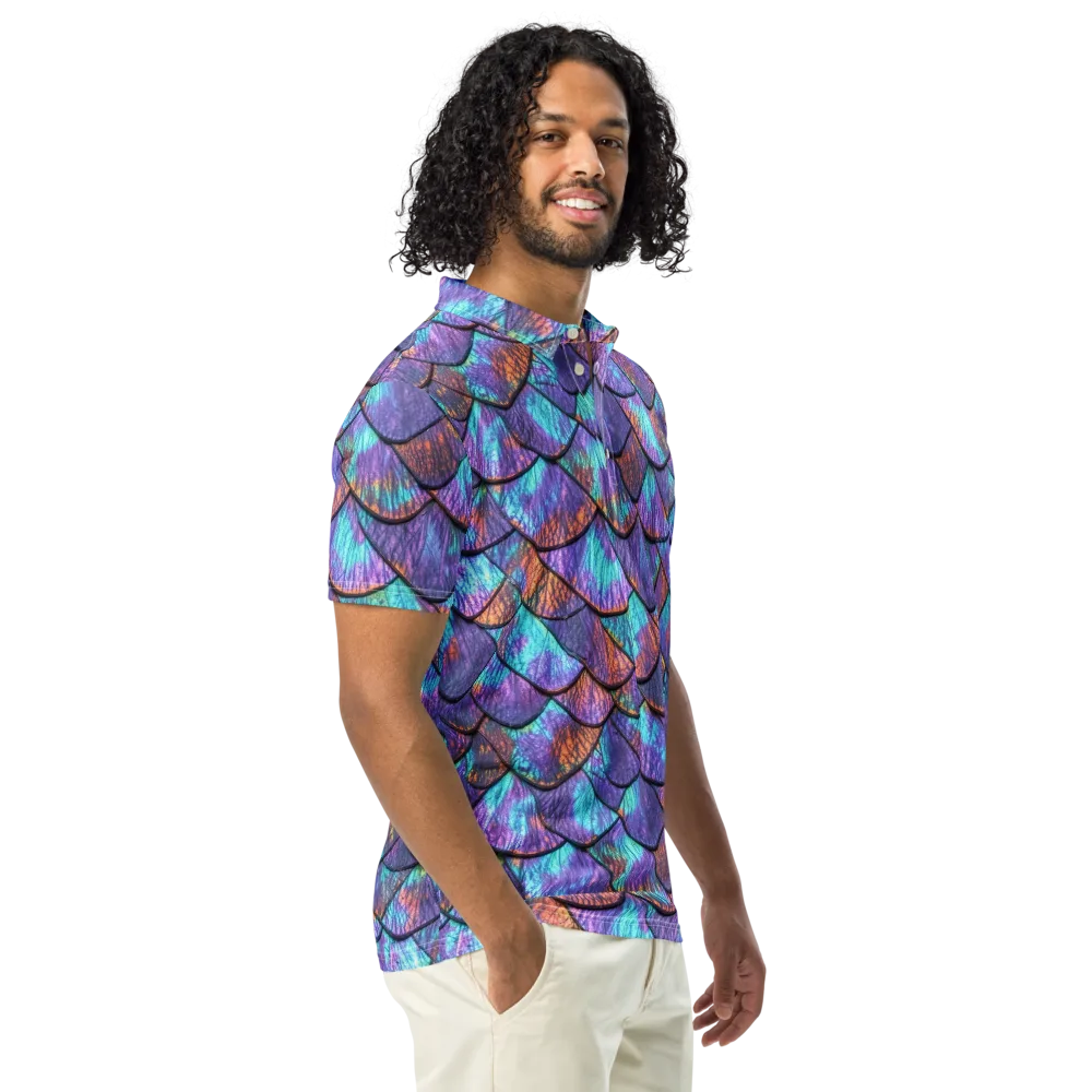 Aurora Scales on Men's Slim Fit Polo Shirt — Right Front