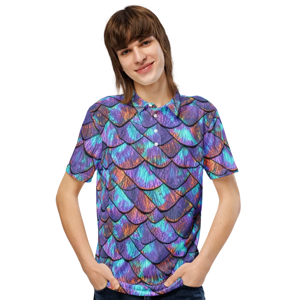 Aurora Scales on Men's Slim Fit Polo Shirt — Front