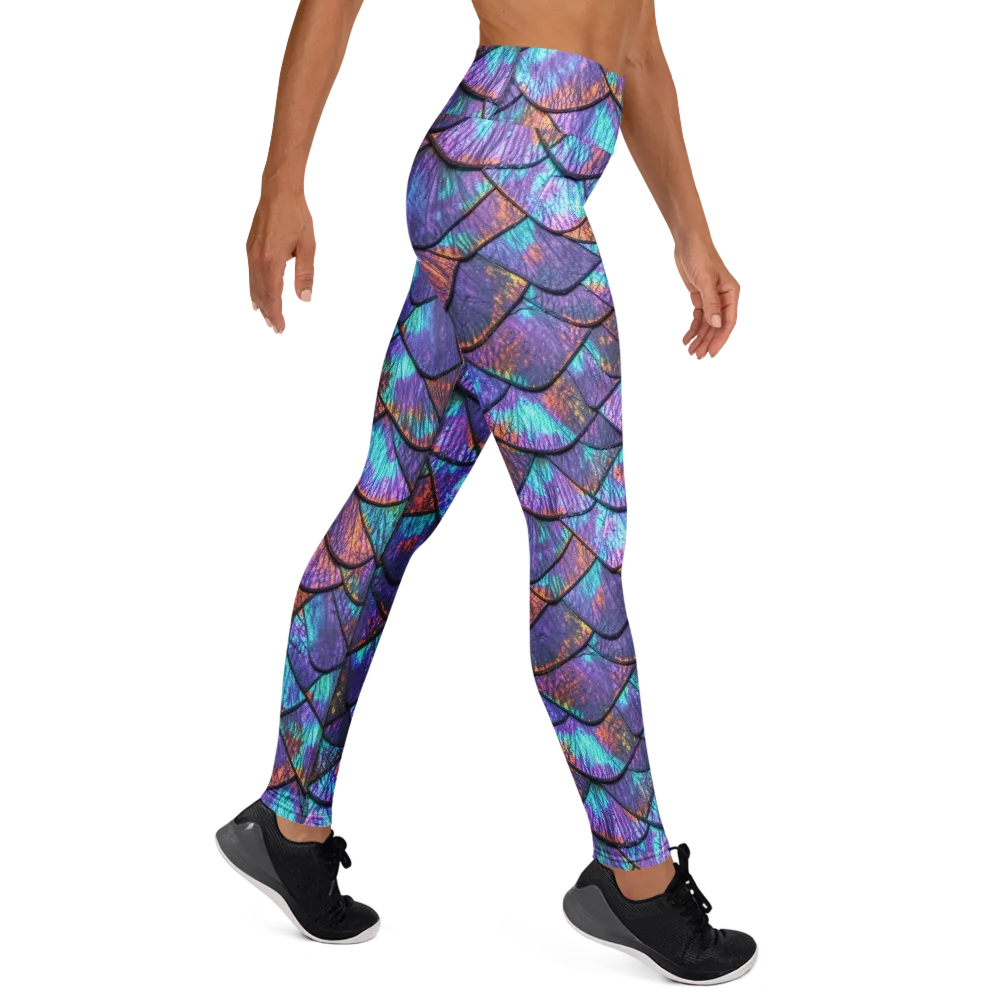 Aurora Scales on Yoga Leggings — Right